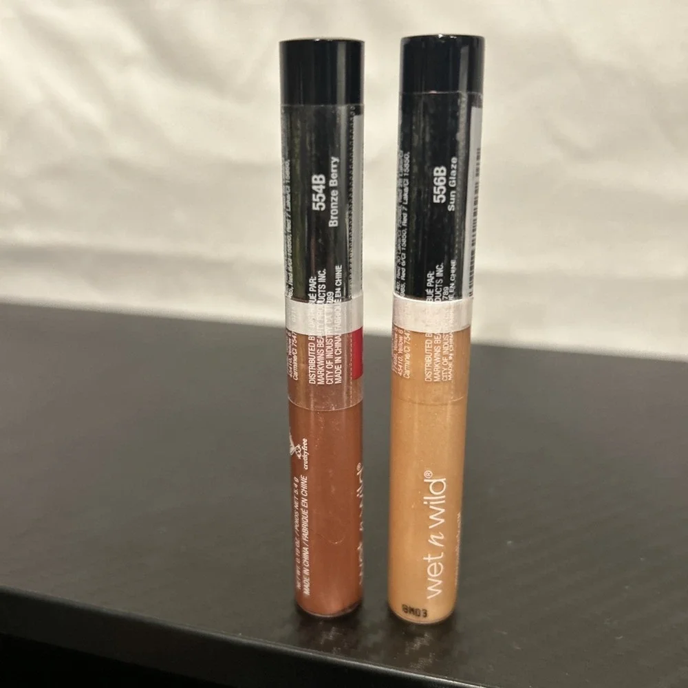 Wet n Wild MegaSlicks Lip Gloss, Bronze Berry 554B &‎ Sun Glaze 556B 0.19 oz